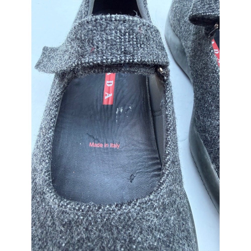 Vintage Y2K Prada Sport Mary Jane Wool Sneakers Grey Linea Rossa Vibram 2804 37 - Picture 11 of 15